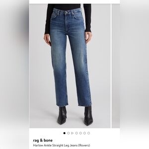 Rag & Bone Blue Straight Leg High-Rise Jeans
